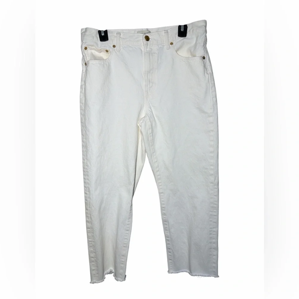 Tory Burch White‎ Raw Hem Cropped Denim Jeans Size 30